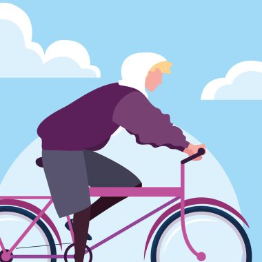 gökyüzü ve bulutlar ile bisikletsürme genç adam