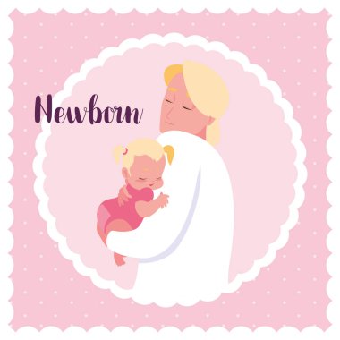 baba ve sevimli küçük kız bebek ile yenidoğan kartı