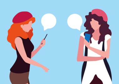 akıllı telefon cihazları kullanarak genç kadın avatar