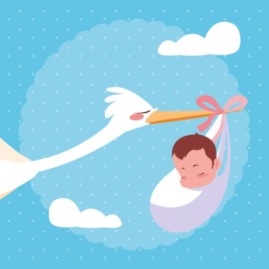 Leylek bebek çantasıyla uçuyor