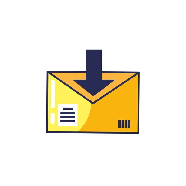 Briefumschlag-Kommunikation mit Pfeil nach unten — Stockvektor