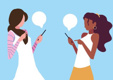 akıllı telefon cihazları kullanarak genç kadın avatar