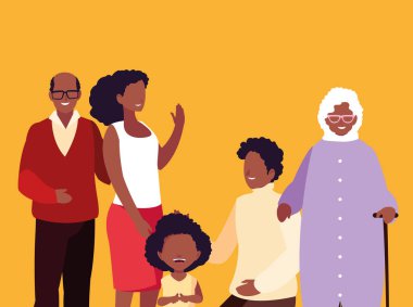 sevimli aile üyeleri afro avatar karakter