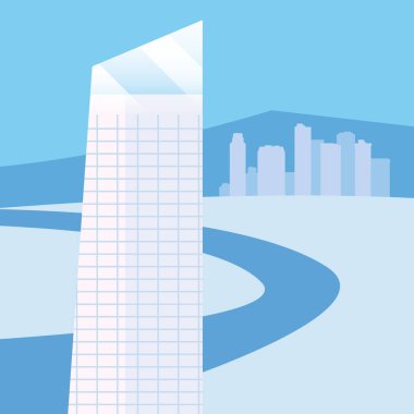 mavi şehir silueti kentsel binalar şehir yolu