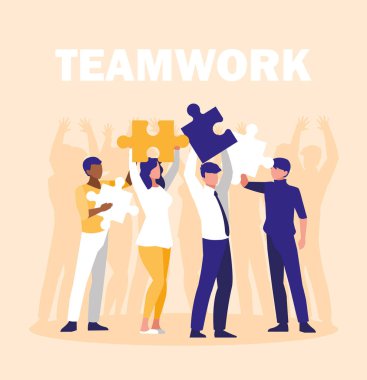 iş adamları bulmaca parçaları ile kutluyor