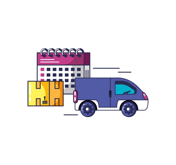 Transport de véhicules utilitaires et rappel du calendrier — Image vectorielle