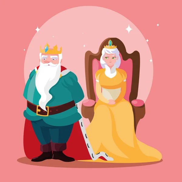 Roi et reine conte de fées personnage avatar magique — Image vectorielle