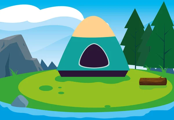 camping zone with tent day landscape