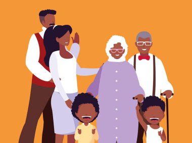 sevimli aile üyeleri afro avatar karakter
