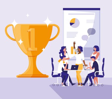 iş adamları kupa kupa ile kutluyor