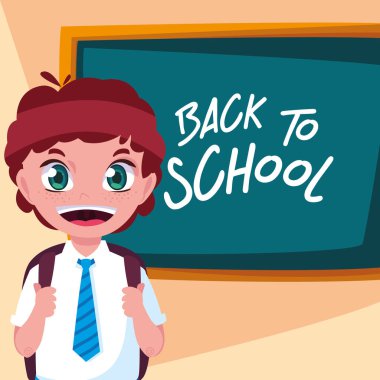 okula geri poster sevimli küçük öğrenci çocuk