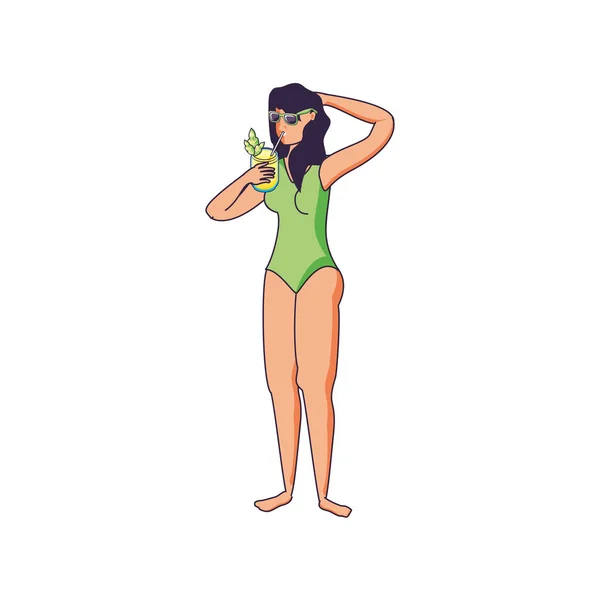 Jeune femme avec maillot de bain avatar personnage — Image vectorielle