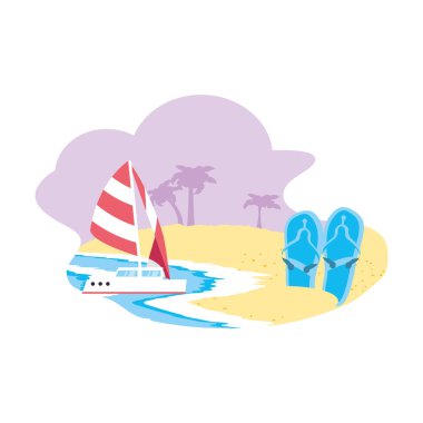 flip flopile sahilde yelkenli taşımacılığı seyahat