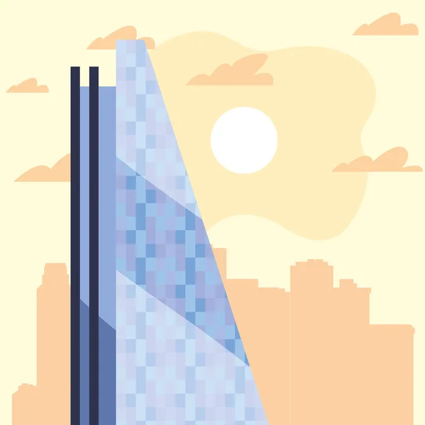 Wolkenkrabber Urban City Sky achtergrond — Stockvector