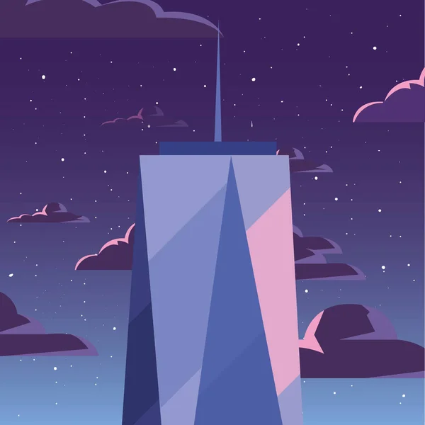 Skyskrapa urbana torn nattmoln bakgrund — Stock vektor