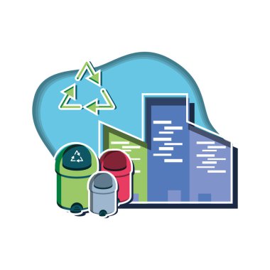 binalarla geri dönüşüm kutuları kümesi