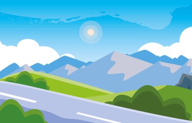 yol sahnesi ile manzara dağlık