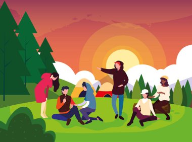 çadır gün manzara ile kamp bölgesinde kampçılar