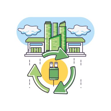 Şehir ve sürdürülebilirlik tasarım vektör ilustration