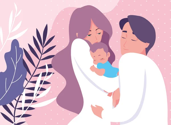 Χαριτωμένο γονείς με μικρό γιο μωρό — Διανυσματικό Αρχείο