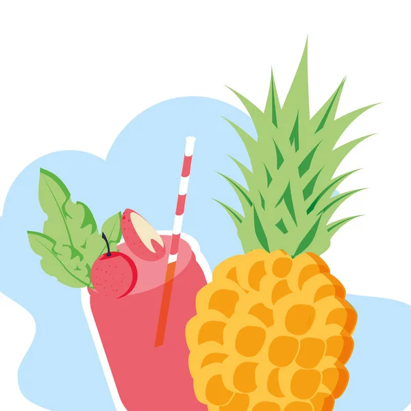 Verse ananas met sapvruchten — Stockvector