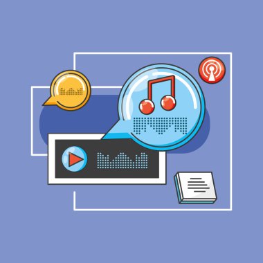 dijital ses stüdyosu simgeleri ile not ait müzik