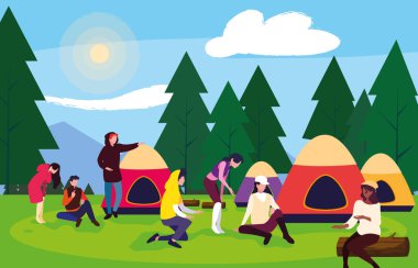 çadır gün manzara ile kamp bölgesinde kampçılar