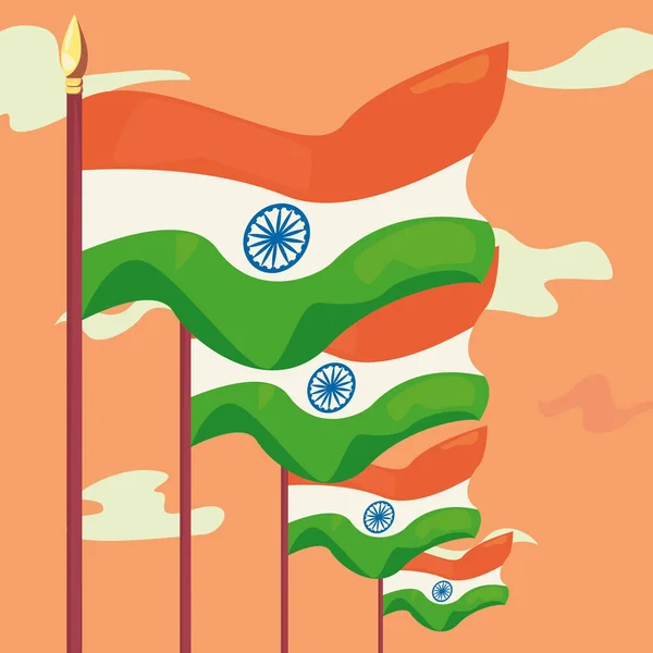 Indiska Happy Independence dag vektor ilustration — Stock vektor