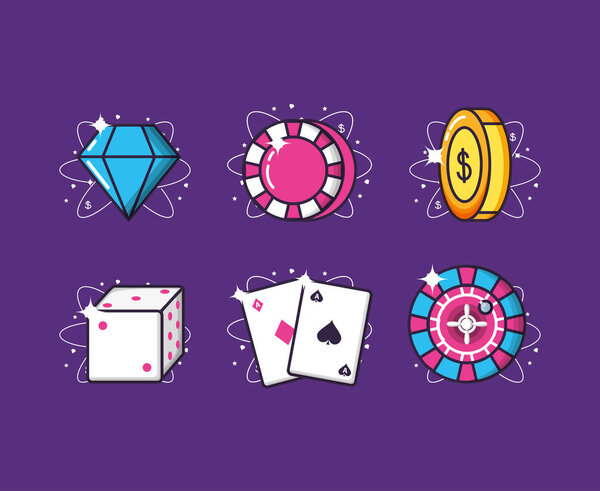 набор иконок игры казино
