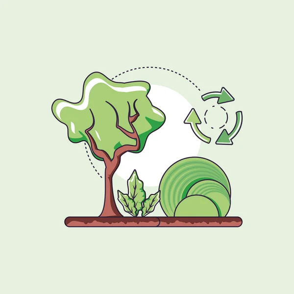 Árbol y sostenibilidad diseño vector ilustración — Archivo Imágenes Vectoriales