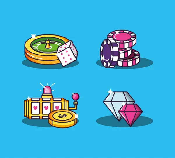 Roulette med ikoner av Casino spel — Stock vektor