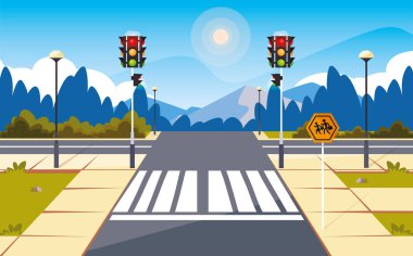 trafik ışığı ile yol sokak sahnesi