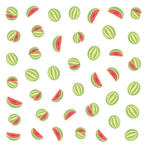 Pattern tropical watermelons fruits backdrop — Stock Vector