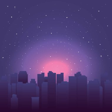 gece yıldızları şehir gökdelenler şehir şehir