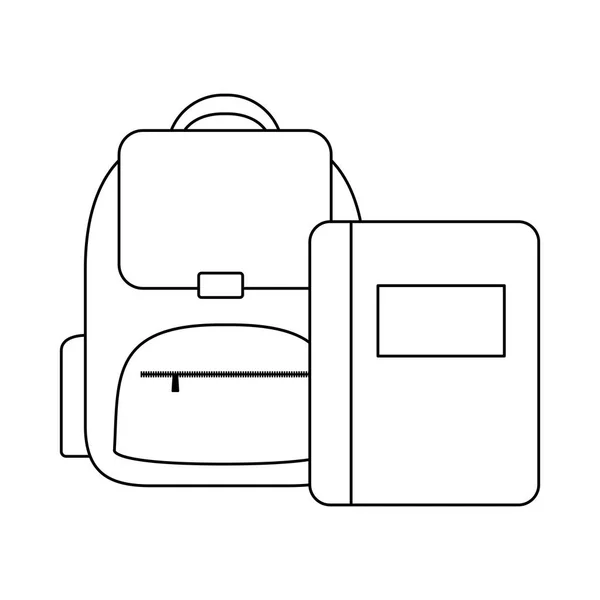 Fornitura di borsa della scuola con notebook — Vettoriale Stock