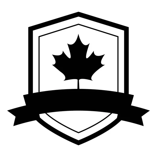 Maple Leaf Canada in schild met lint — Stockvector