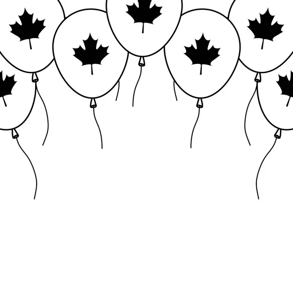 Ballons hélium à feuilles d'érable canada — Image vectorielle