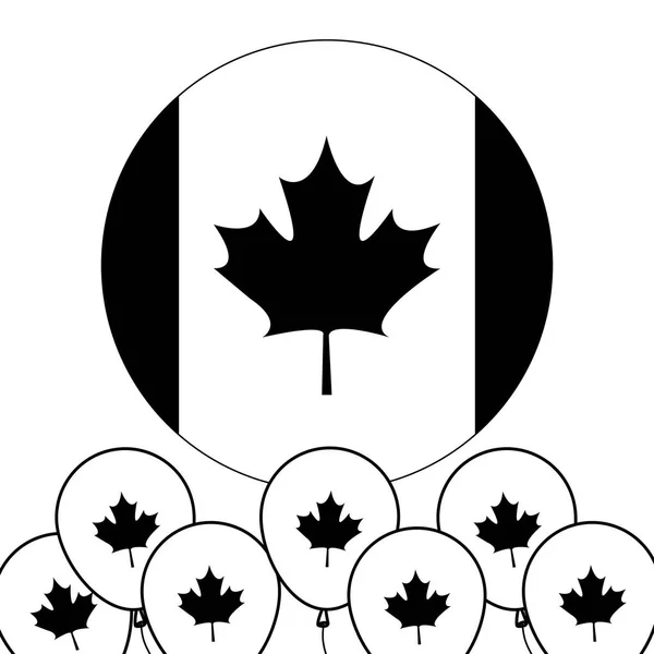 Kanadas flagga i form cirkel med ballonger helium — Stock vektor