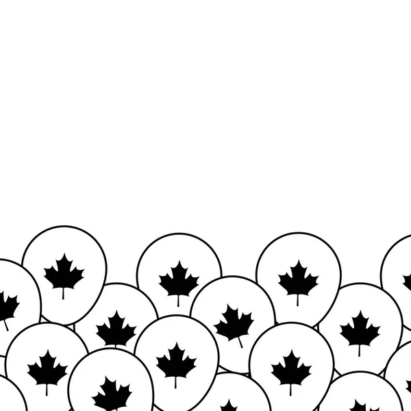 Ballons hélium à feuilles d'érable canada — Image vectorielle