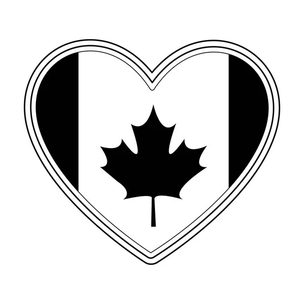 Bandera de canada patriótica en forma de corazón — Vector de stock