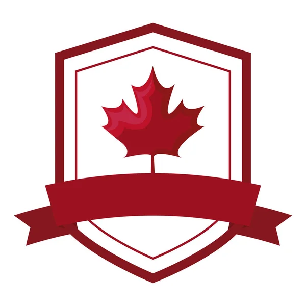 Maple Leaf Canada in schild met lint — Stockvector