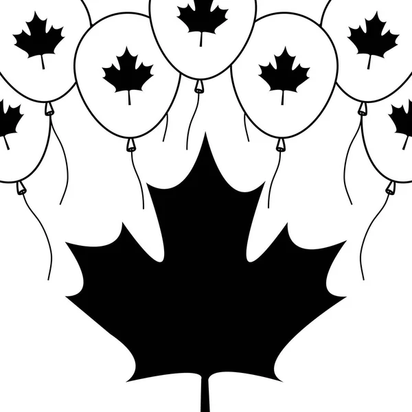 Воздушные шары гелий с кленовыми листьями Канады — стоковый вектор