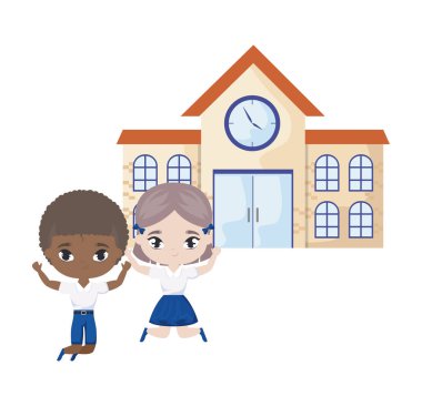 okul önünde sevimli küçük öğrenciler