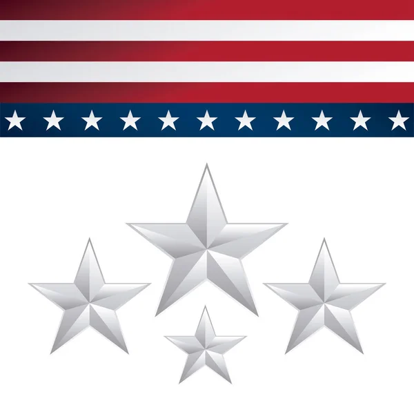 Πλαίσιο της αμερικανικής σημαίας και της διακόσμησης αστεριών — Διανυσματικό Αρχείο