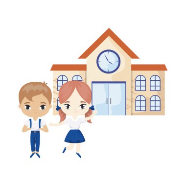 okul önünde sevimli küçük öğrenciler