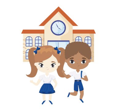 okul önünde sevimli küçük öğrenciler