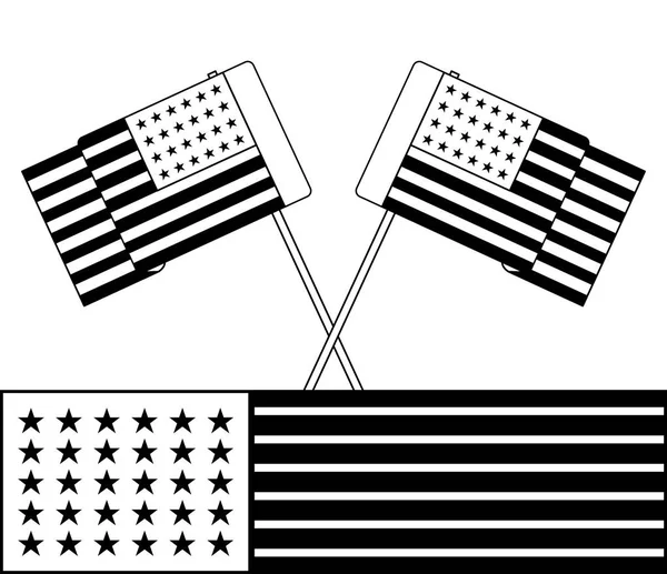 Ηνωμένες Πολιτείες της Αμερικής σημαίες σε ραβδιά διασταυρωμένα — Διανυσματικό Αρχείο