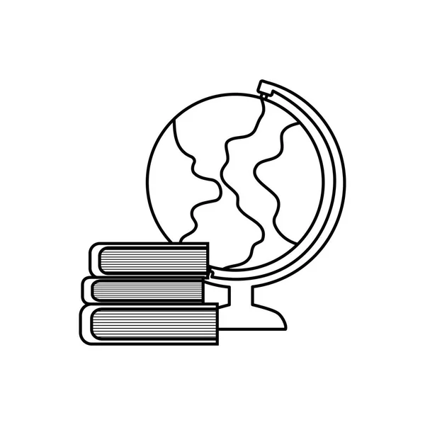 Pilha de livros de biblioteca com globo terrestre — Vetor de Stock