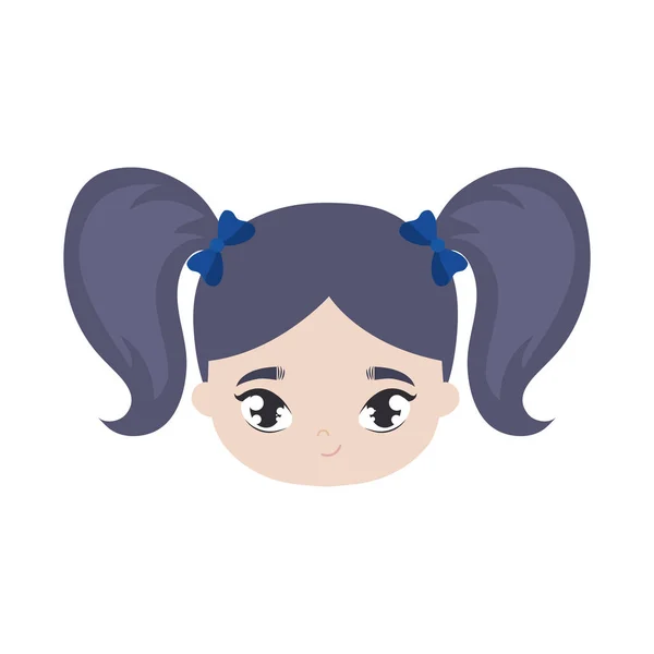 Hoofd van schattige kleine meisje avatar karakter — Stockvector