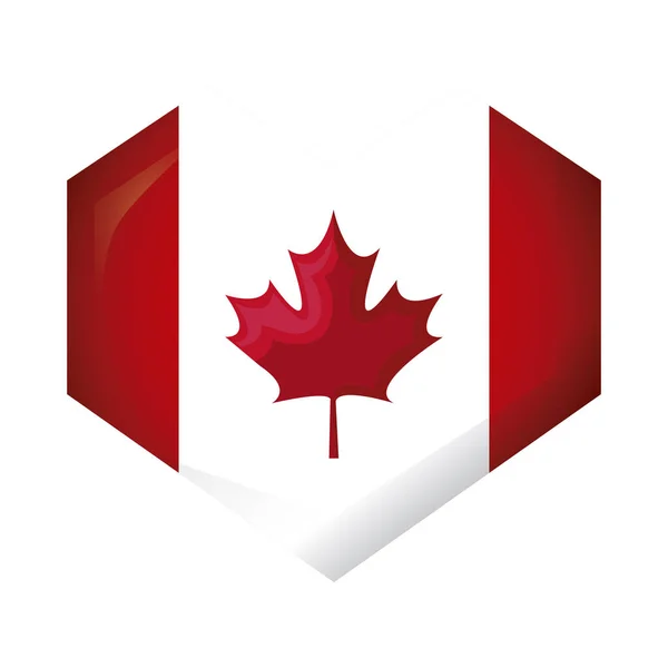 Vlajka Kanady, Vlastenecká podoba v srdci — Stockový vektor